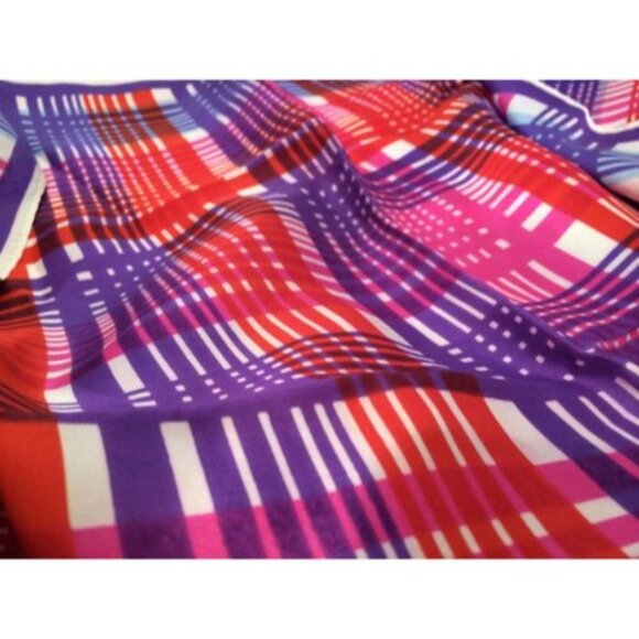 Red Pink Purple Plaid Retro Scarf Vintage Accessories - Picture 2 of 4